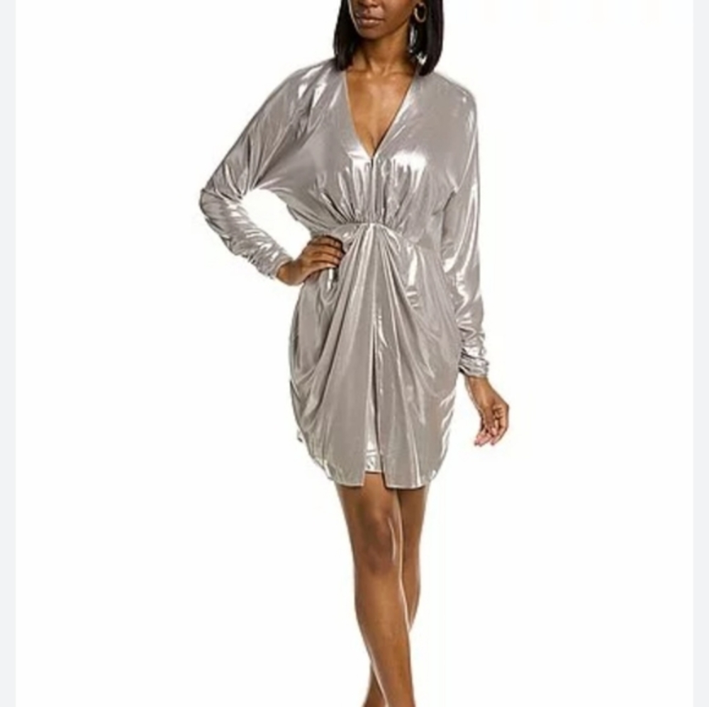 NWT Rag and Bone Slinky Metallic Silver Mini Cocktail Dress Size 2
